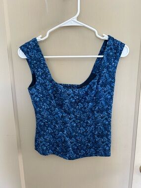 Reformation Blue Floral Scoop Neck Tank